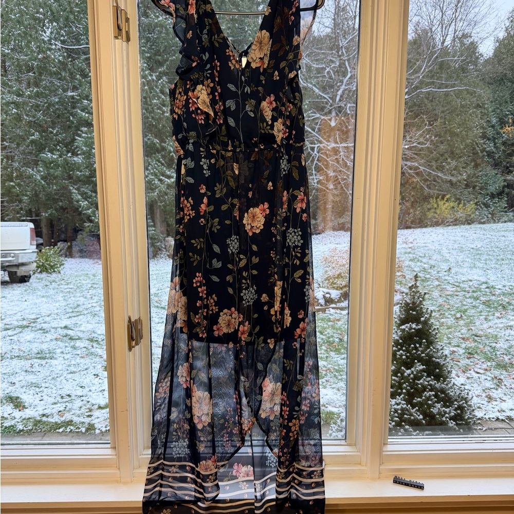 Maurices Black Floral High Low Dress